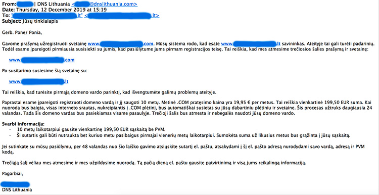 DNS Lithuania email