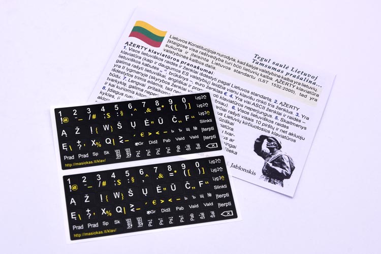 Stickers for computer keyboard lithuanization